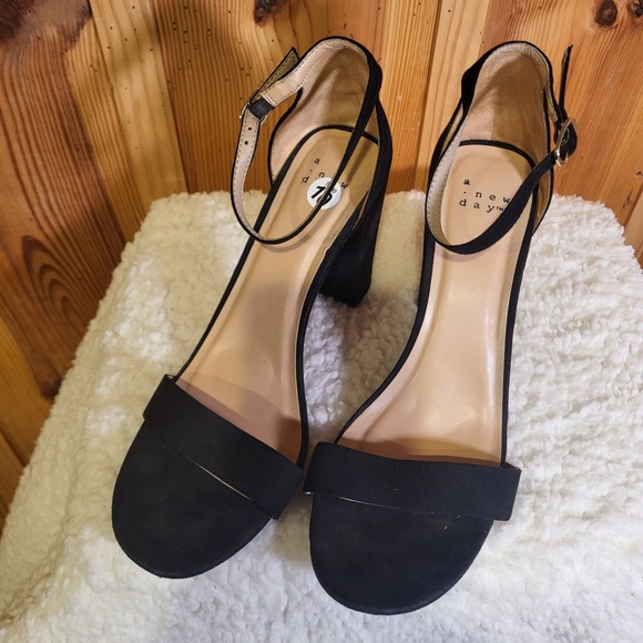 A New Day, black block heels, Size 10, suede - Picture 3 of 6